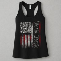 Retro Vintage Qr American Flag Funny Trump Dance Code Womens Tank Top