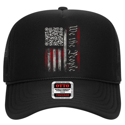 Retro Vintage Qr American Flag Funny Trump Dance Code Trucker Hat