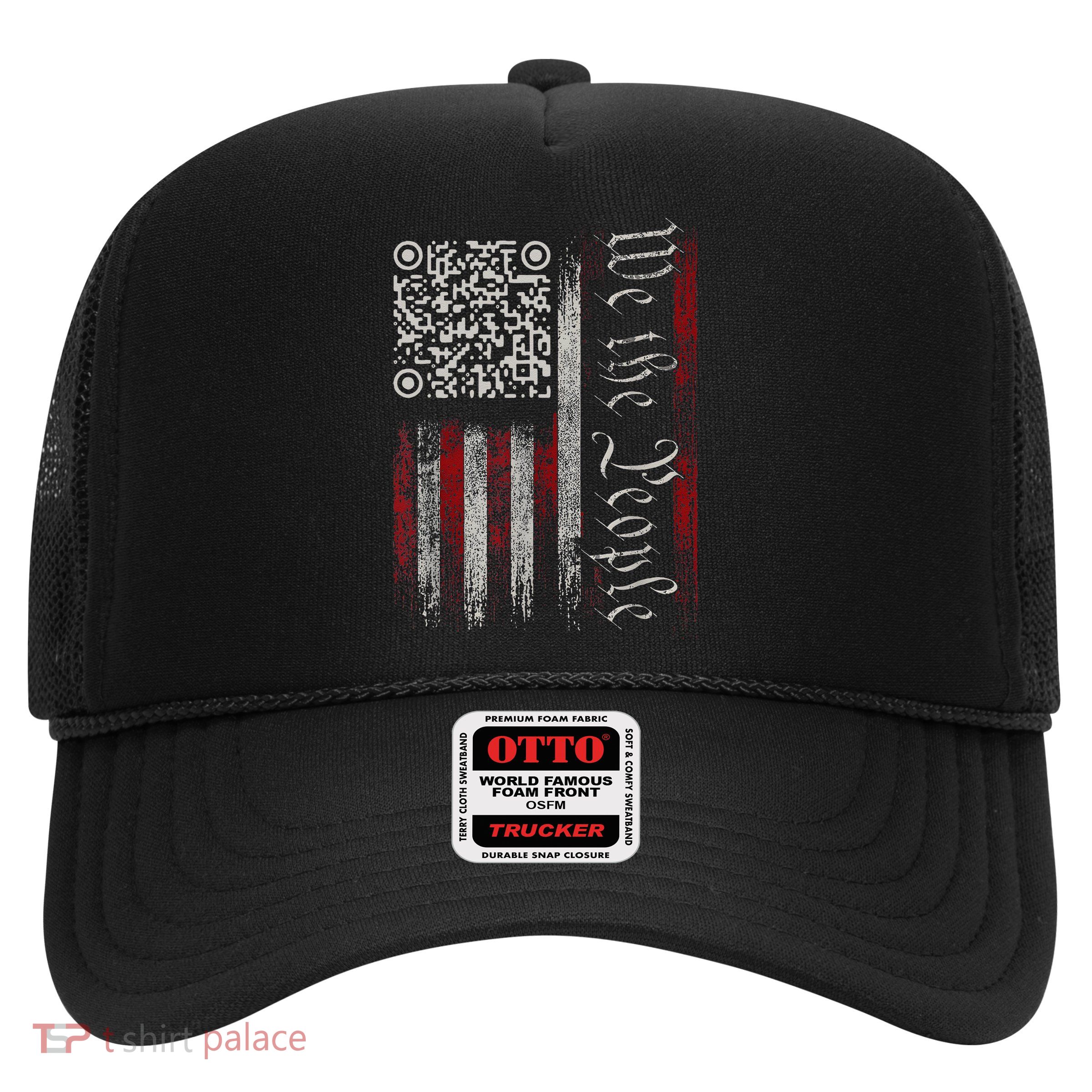 Retro Vintage Qr American Flag Funny Trump Dance Code Trucker Hat
