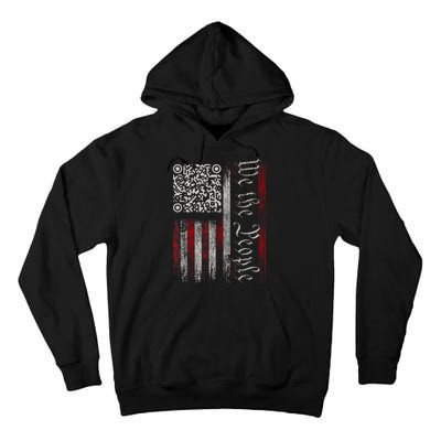 Retro Vintage Qr American Flag Funny Trump Dance Code Tall Hoodie