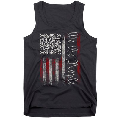 Retro Vintage Qr American Flag Funny Trump Dance Code Tank Top