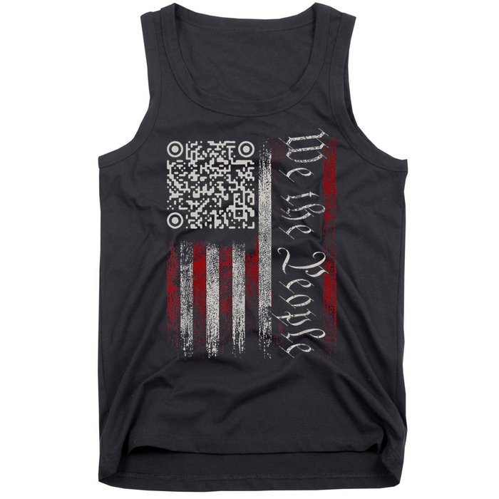 Retro Vintage Qr American Flag Funny Trump Dance Code Tank Top