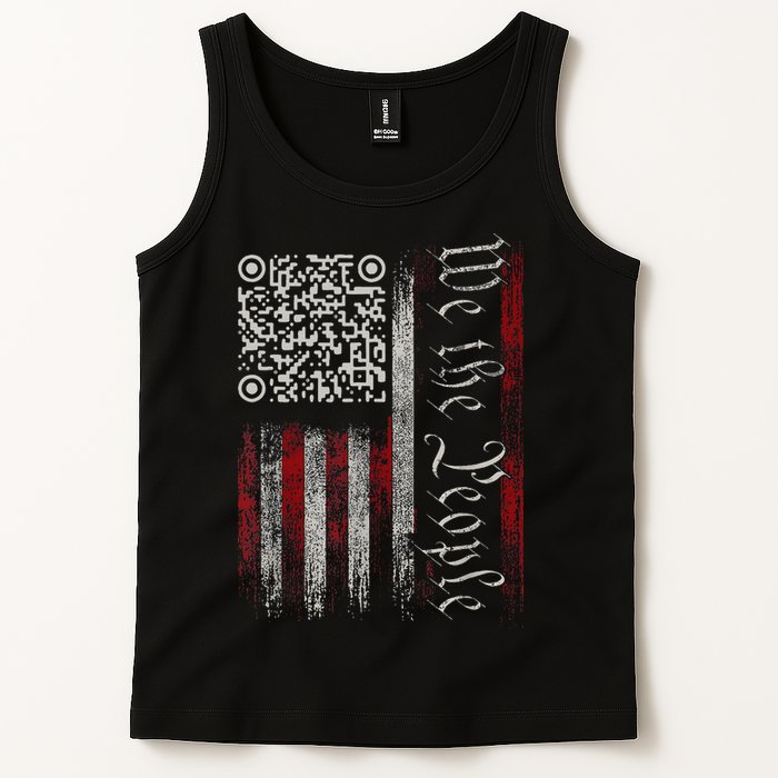 Retro Vintage Qr American Flag Funny Trump Dance Code Tank Top