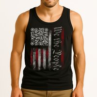 Retro Vintage Qr American Flag Funny Trump Dance Code Tank Top