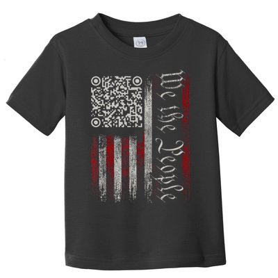 Retro Vintage Qr American Flag Funny Trump Dance Code Toddler T-Shirt