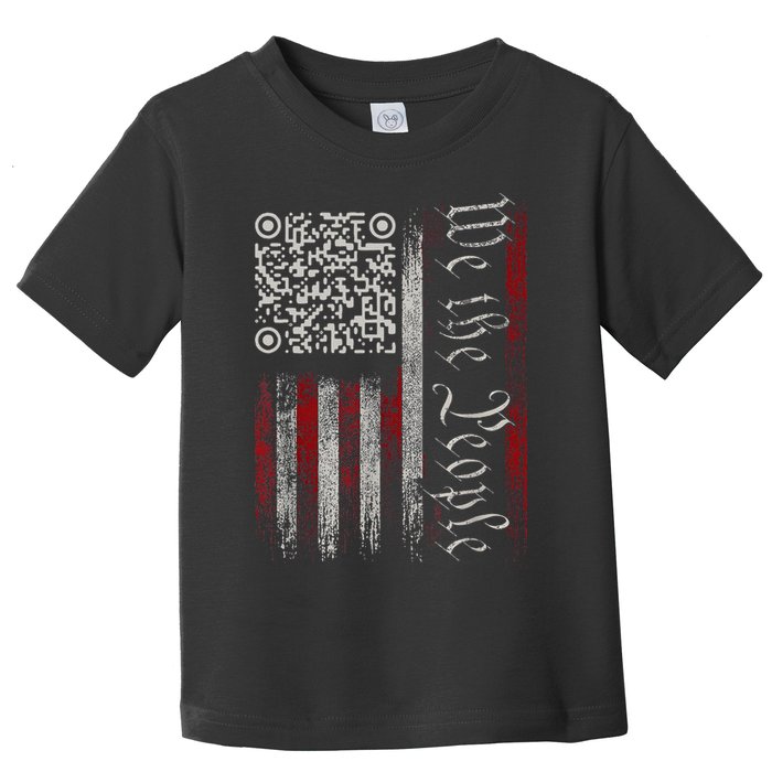 Retro Vintage Qr American Flag Funny Trump Dance Code Toddler T-Shirt