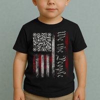 Retro Vintage Qr American Flag Funny Trump Dance Code Toddler T-Shirt