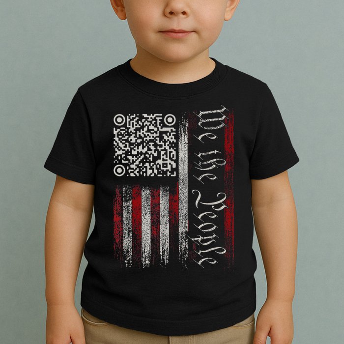 Retro Vintage Qr American Flag Funny Trump Dance Code Toddler T-Shirt