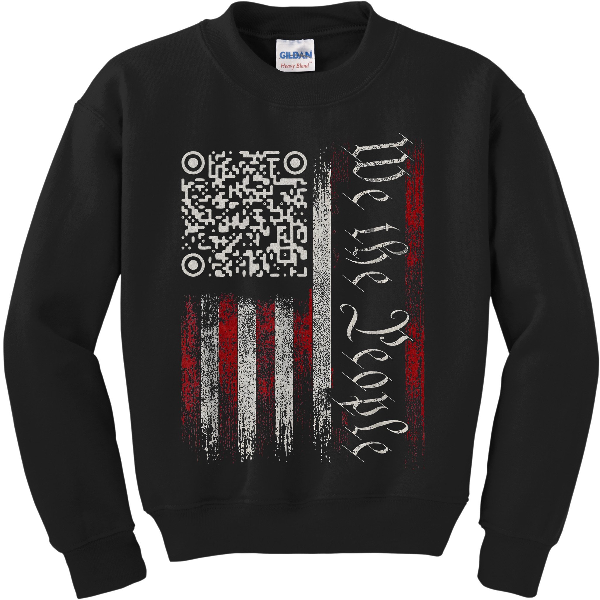 Retro Vintage Qr American Flag Funny Trump Dance Code Kids Sweatshirt