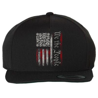 Retro Vintage Qr American Flag Funny Trump Dance Code Wool Snapback Cap