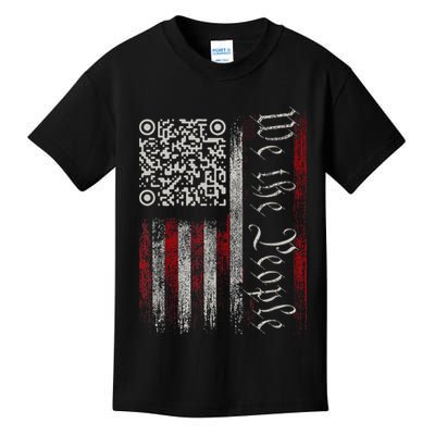 Retro Vintage Qr American Flag Funny Trump Dance Code Kids T-Shirt