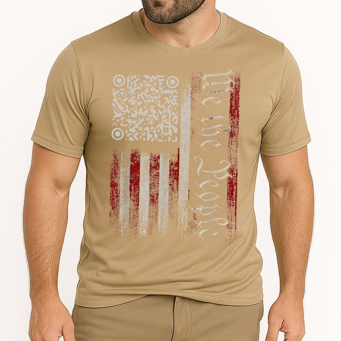Retro Vintage Qr American Flag Funny Trump Dance Code Performance Shirt