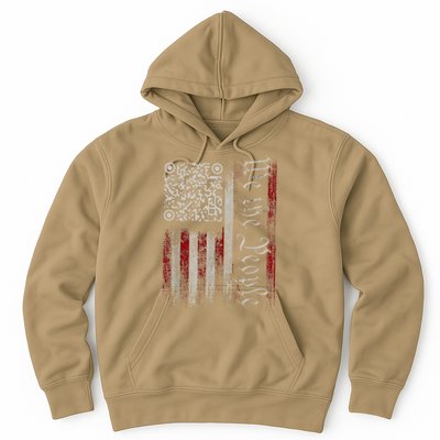Retro Vintage Qr American Flag Funny Trump Dance Code Hoodie