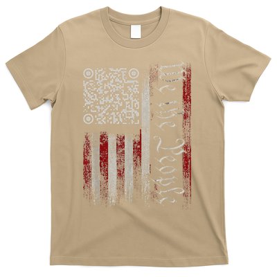 Retro Vintage Qr American Flag Funny Trump Dance Code T-Shirt