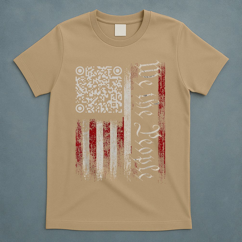 Retro Vintage Qr American Flag Funny Trump Dance Code T-Shirt