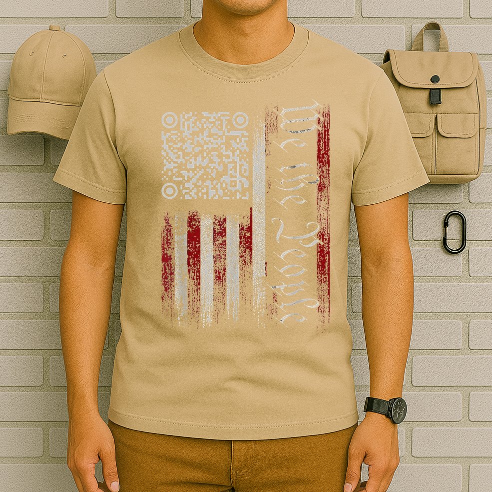 Retro Vintage Qr American Flag Funny Trump Dance Code T-Shirt
