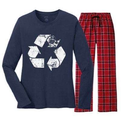 Recycle Vintage Recycling Gift Earth Day Women Women's Long Sleeve Flannel Pajama Set 