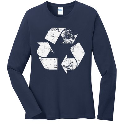 Recycle Vintage Recycling Gift Earth Day Women Ladies Long Sleeve Shirt