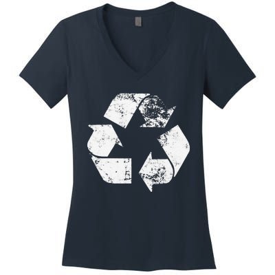 Recycle Vintage Recycling Gift Earth Day Women Women's V-Neck T-Shirt