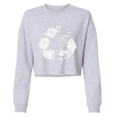 Recycle Vintage Recycling Gift Earth Day Women Cropped Pullover Crew