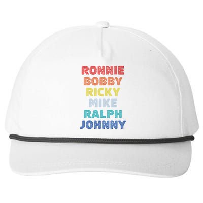 Retro Vintage Ronnie Bobby Ricky Mike Ralph And Johnny Snapback Five-Panel Rope Hat