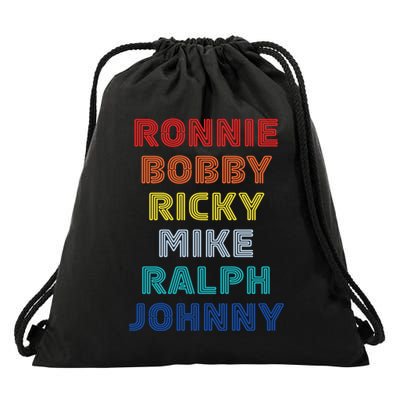 Retro Vintage Ronnie Bobby Ricky Mike Ralph And Johnny Drawstring Bag