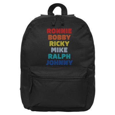 Retro Vintage Ronnie Bobby Ricky Mike Ralph And Johnny 16 in Basic Backpack