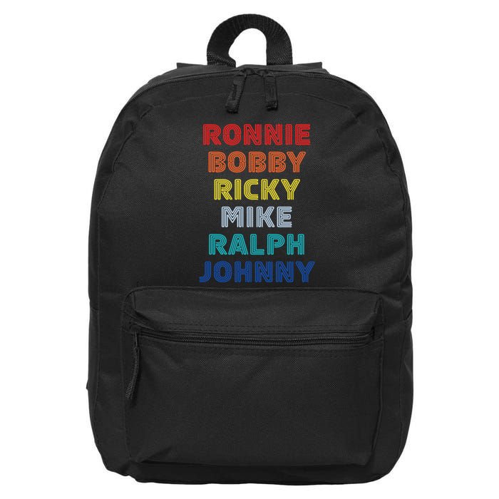 Retro Vintage Ronnie Bobby Ricky Mike Ralph And Johnny 16 in Basic Backpack