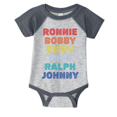 Retro Vintage Ronnie Bobby Ricky Mike Ralph And Johnny Infant Baby Jersey Bodysuit