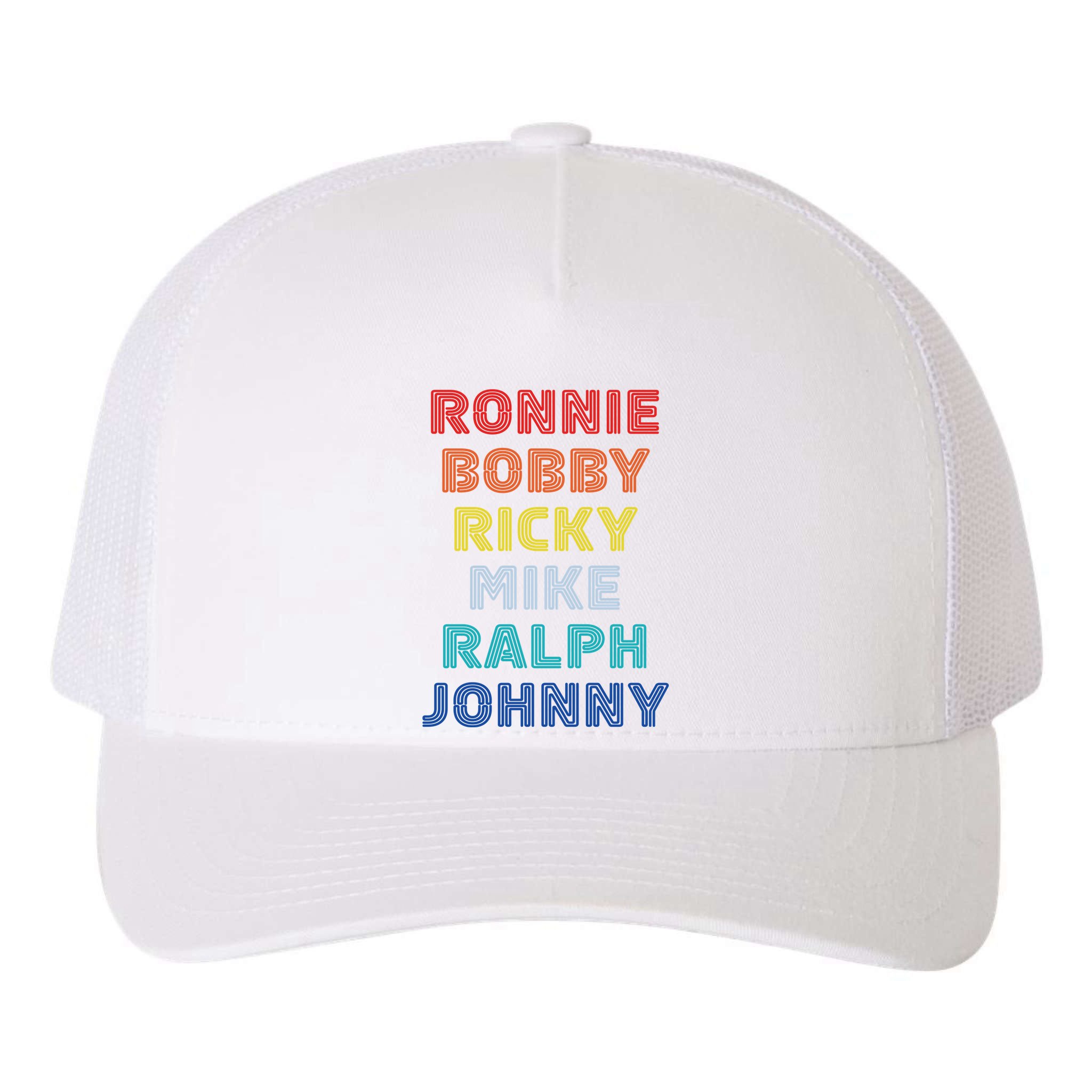 Retro Vintage Ronnie Bobby Ricky Mike Ralph And Johnny Yupoong Adult 5-Panel Trucker Hat