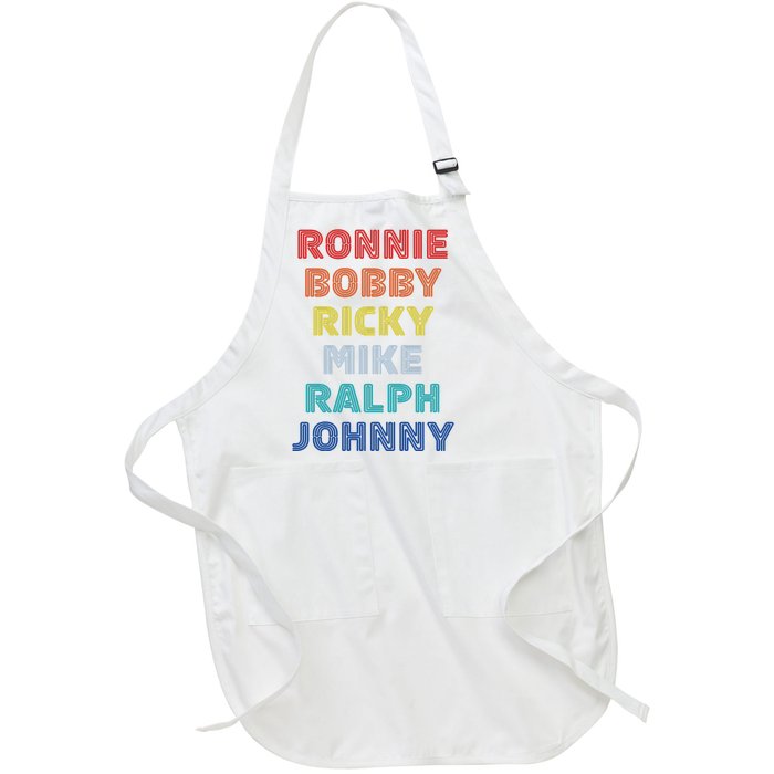 Retro Vintage Ronnie Bobby Ricky Mike Ralph And Johnny Full-Length Apron With Pockets