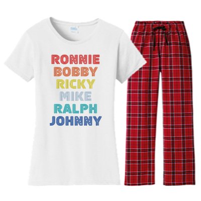 Retro Vintage Ronnie Bobby Ricky Mike Ralph And Johnny Women's Flannel Pajama Set