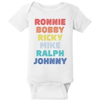 Retro Vintage Ronnie Bobby Ricky Mike Ralph And Johnny Baby Bodysuit