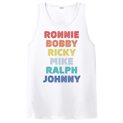 Retro Vintage Ronnie Bobby Ricky Mike Ralph And Johnny PosiCharge Competitor Tank