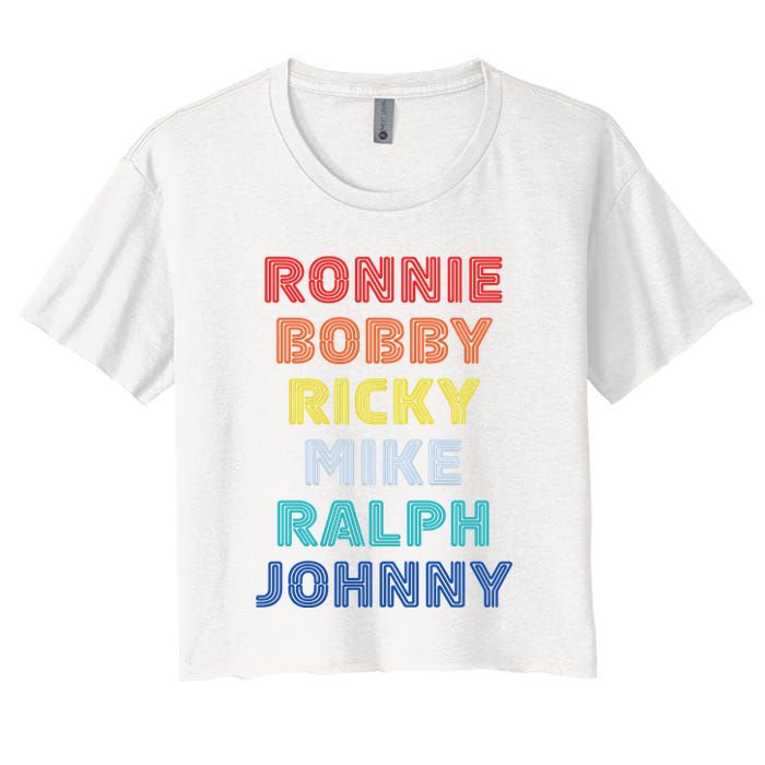 Retro Vintage Ronnie Bobby Ricky Mike Ralph And Johnny Crop Top