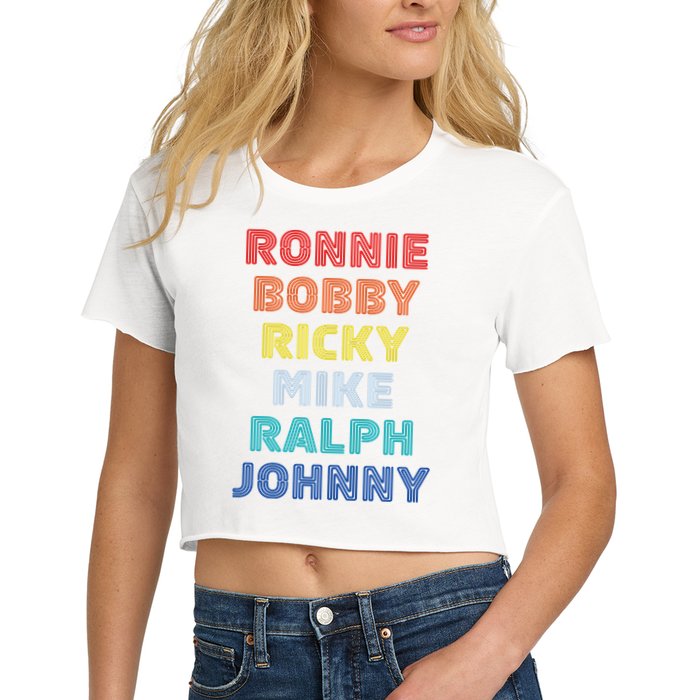 Retro Vintage Ronnie Bobby Ricky Mike Ralph And Johnny Crop Top