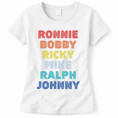 Retro Vintage Ronnie Bobby Ricky Mike Ralph And Johnny Womens T-Shirt