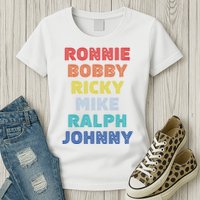 Retro Vintage Ronnie Bobby Ricky Mike Ralph And Johnny Womens T-Shirt