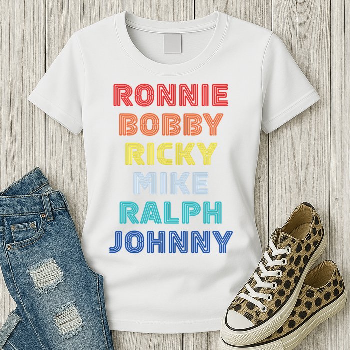 Retro Vintage Ronnie Bobby Ricky Mike Ralph And Johnny Womens T-Shirt