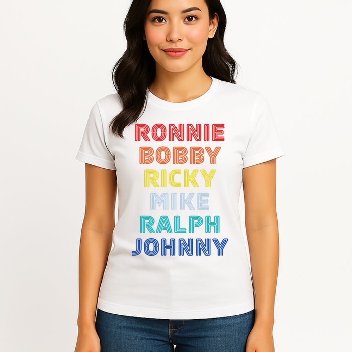 Retro Vintage Ronnie Bobby Ricky Mike Ralph And Johnny Womens T-Shirt