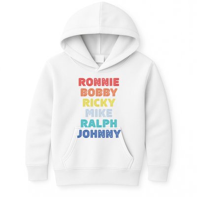 Retro Vintage Ronnie Bobby Ricky Mike Ralph And Johnny Kids Hoodie