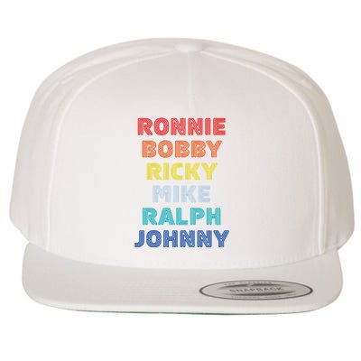 Retro Vintage Ronnie Bobby Ricky Mike Ralph And Johnny Wool Snapback Cap