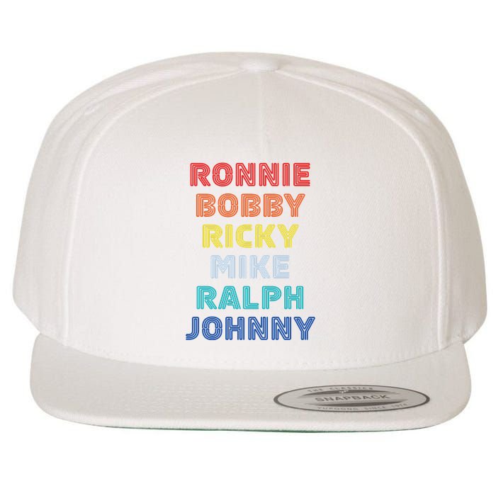 Retro Vintage Ronnie Bobby Ricky Mike Ralph And Johnny Wool Snapback Cap