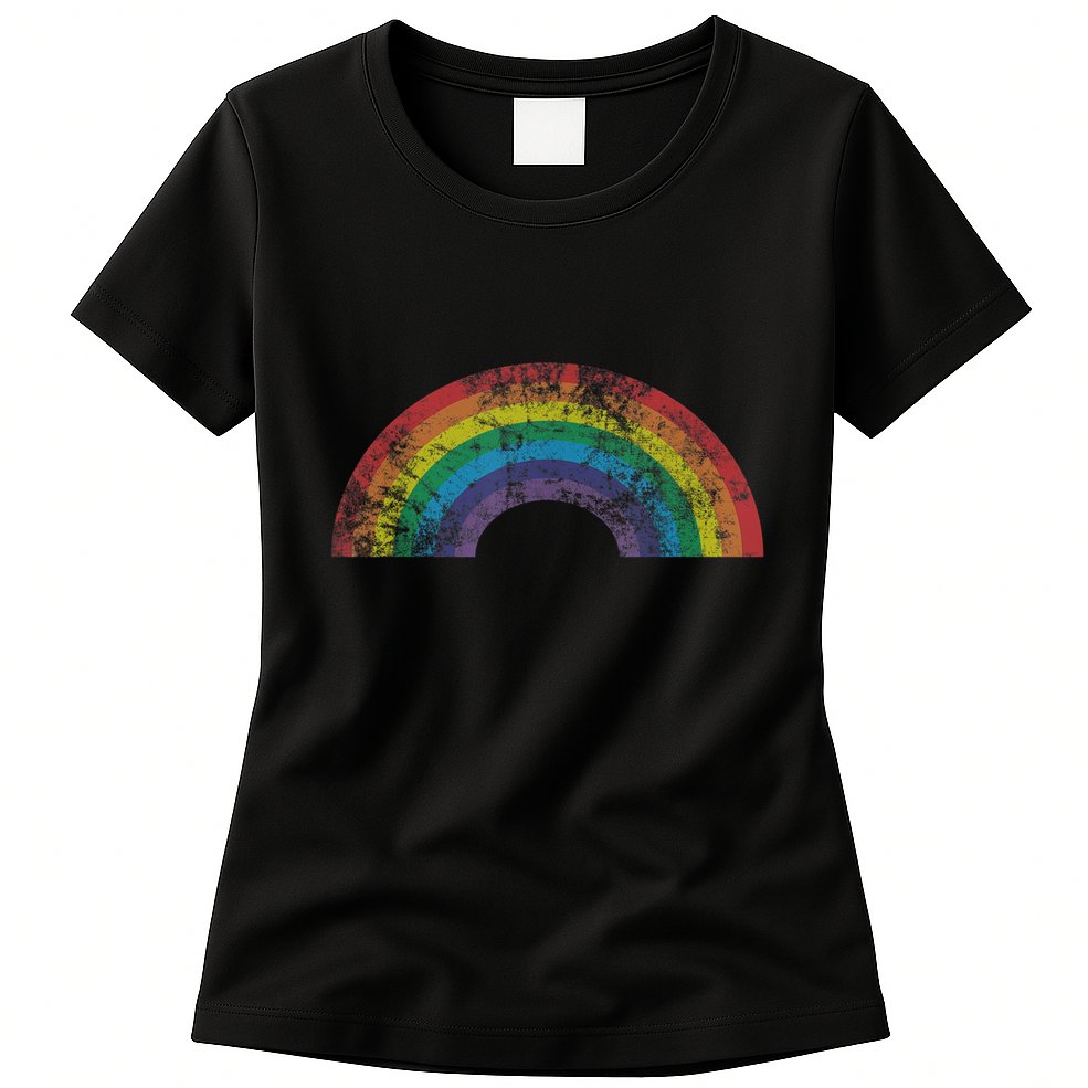 Rainbow Vintage Retro 80's Style Gay Pride T Womens T-Shirt
