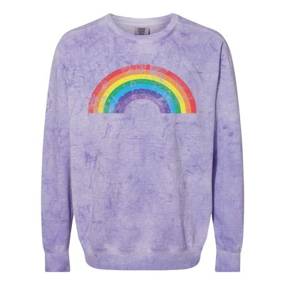 Rainbow Vintage Retro 70s 80s Style Gift Gift Colorblast Crewneck Sweatshirt