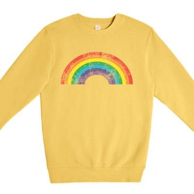 Rainbow Vintage Retro 70s 80s Style Gift Gift Premium Crewneck Sweatshirt