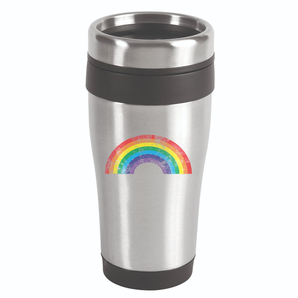 Rainbow Vintage Retro 70s 80s Style Gift Gift 16oz Travel Tumbler