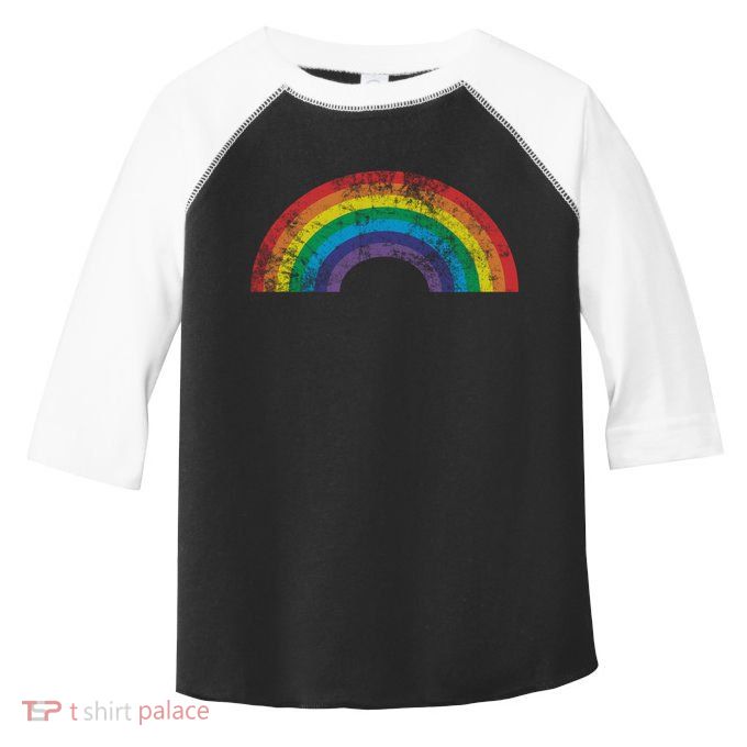 Rainbow Vintage Retro 70s 80s Style Gift Gift Toddler Fine Jersey T-Shirt