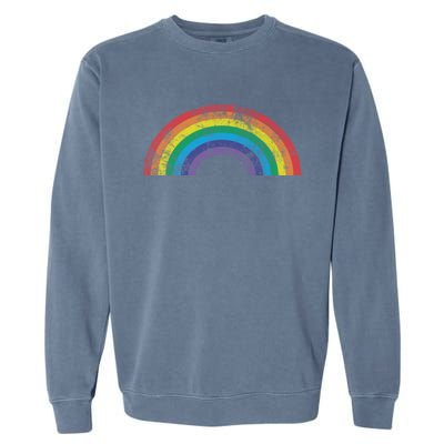 Rainbow Vintage Retro 70s 80s Style Gift Gift Garment-Dyed Sweatshirt