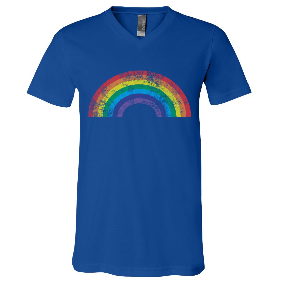 Rainbow Vintage Retro 70s 80s Style Gift Gift V-Neck T-Shirt